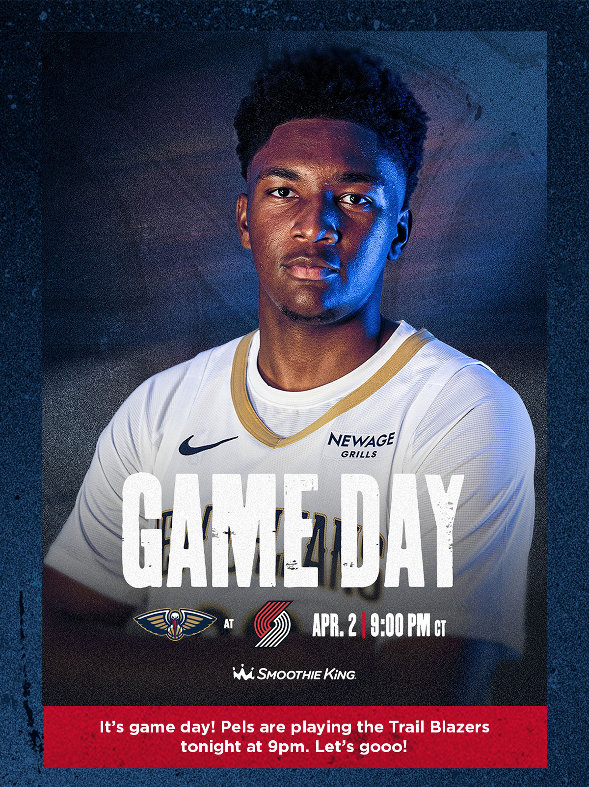 It's game day! Pels are playing the Trail Blazers tonight at 9pm. Let's gooo!