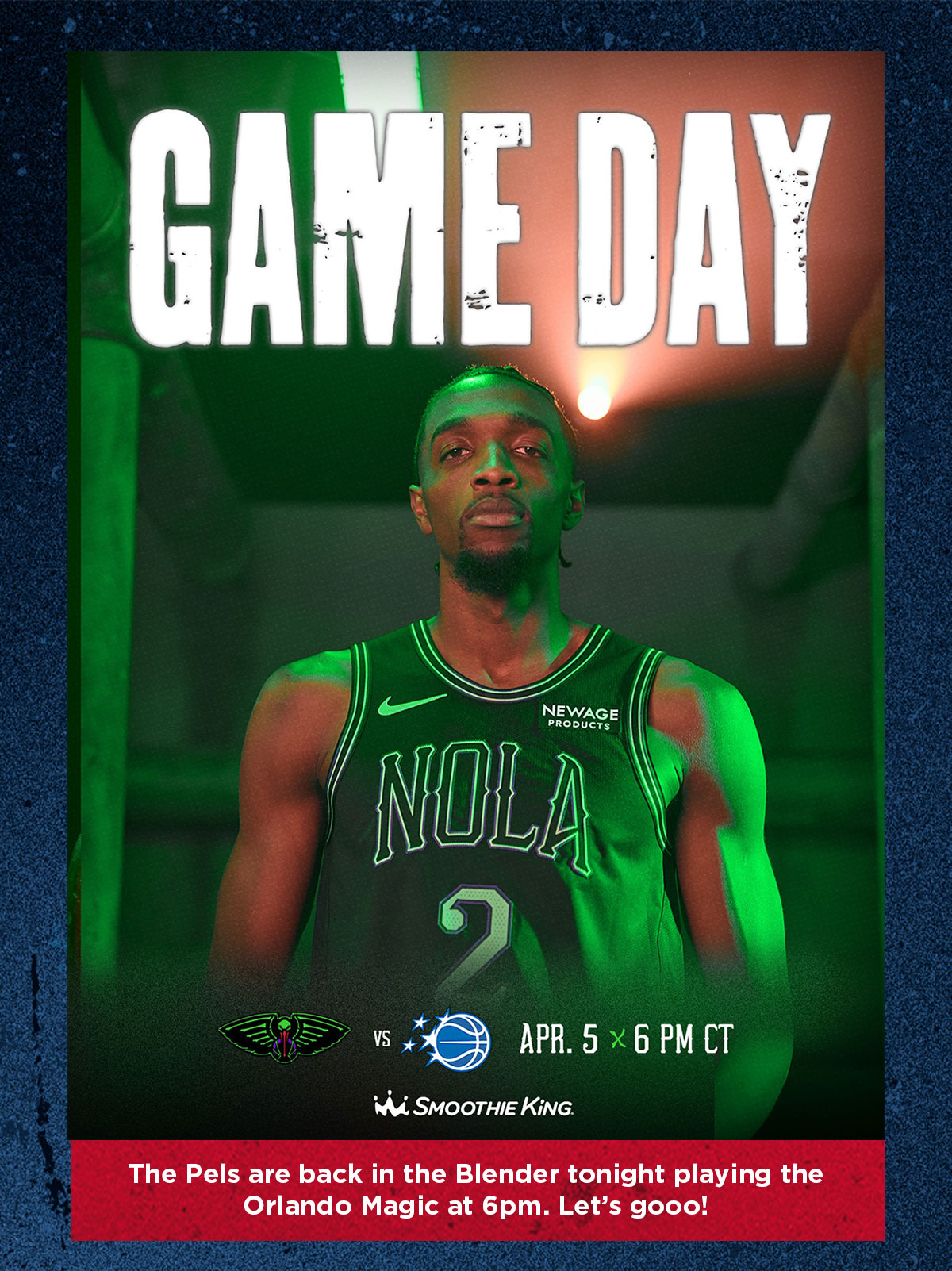 The Pels are back in the Blender tonight playing the Orlando Magic at 6pm. Let's gooo!