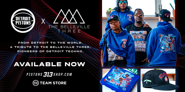 Detroit Pistons X The Belleville Three | From Detroit To The World. A Tribute To The Belleville Three. Pioneers Of Detroit Techno. Available Now | PISTONS313SHOP.COM | TEAM STORE
