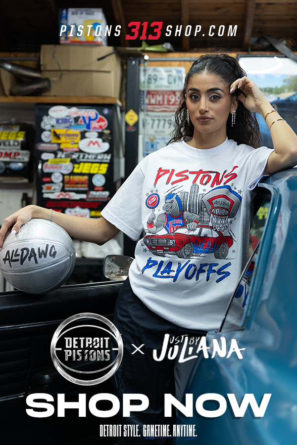 PISTONS313SHOP.COM | DETROIT PISTONS X JUST BY JULIANA | SHOP NOW | DETROIT STYLE. GAMETIME. ANYTIME.