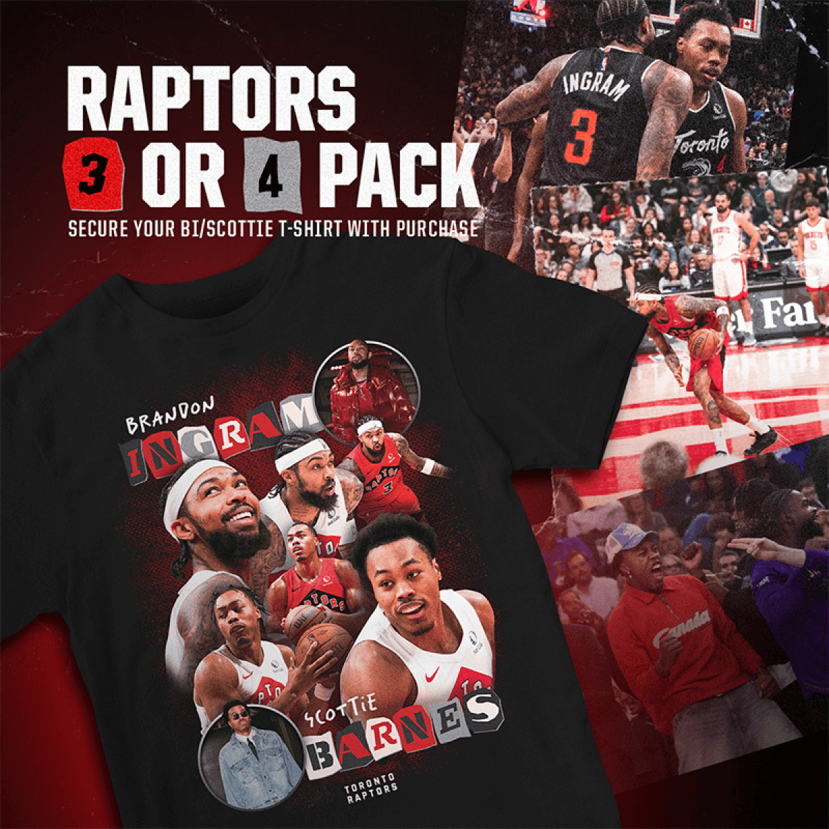 RAPTORS 3 OR 4 PACK | SECURE YOUR BI/SCOTTIE T-SHIRT WITH PURCHASE