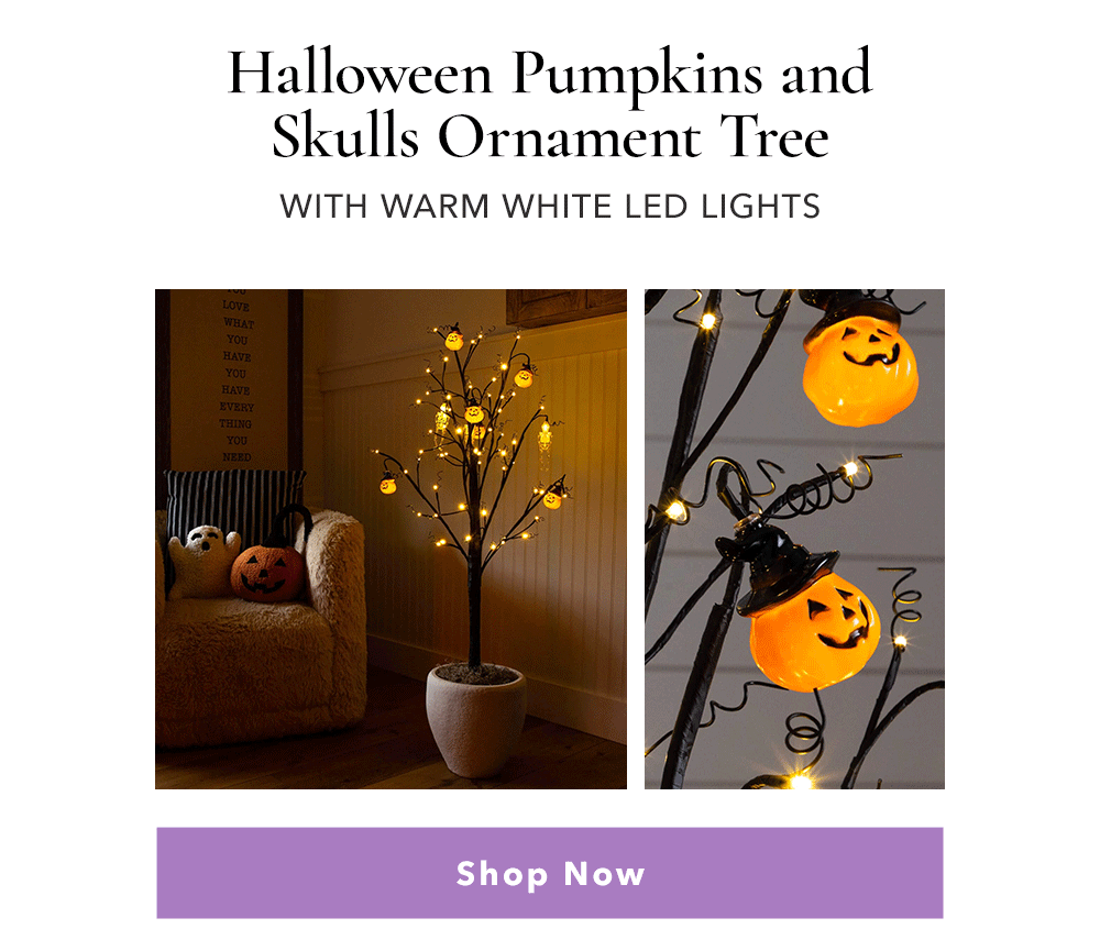 Halloween Pumpkins and Skulls Ornament Tree - Shop Now