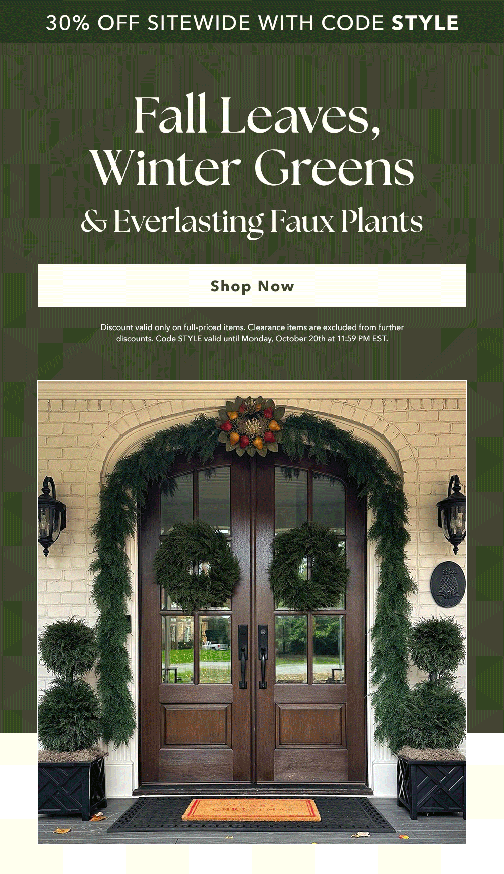 Fall Leaves, Winter Greens & Everlasting Faux Plants - Shop Now