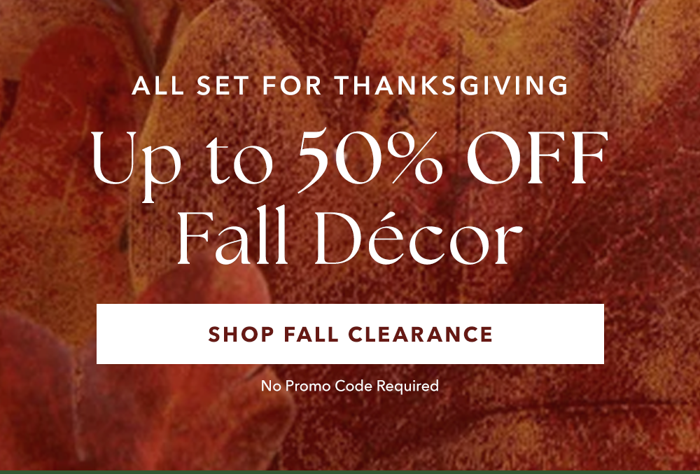 All Set For Thanksgiving | Up to 50% OFF Fall Décor - SHOP FALL CLEARANCE