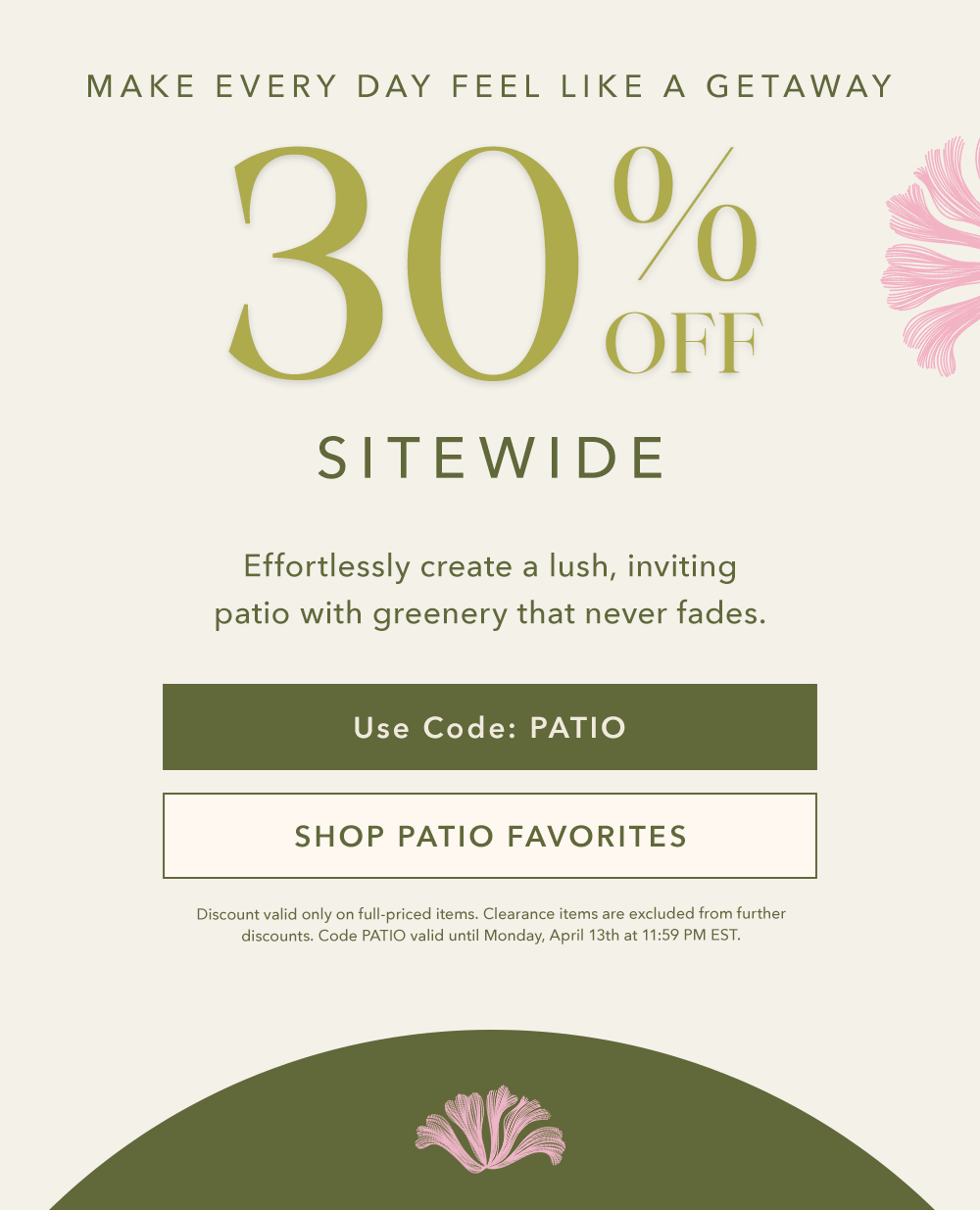 30% OFF Sitewide, Use code: PATIO 30% OFF Sitewide, Use code: PATIO