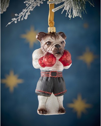 Boxing Dog Christmas Ornament