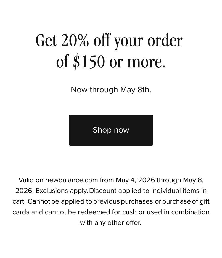 Get 20% off your order when you spend $150 or more. Now through May 8th. - Shop now