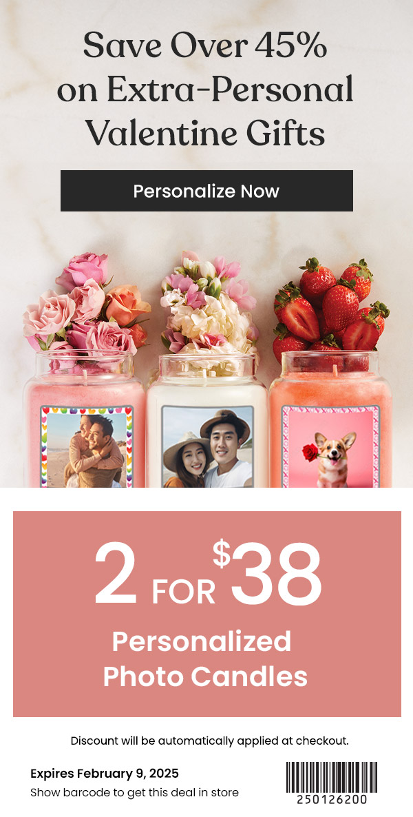 Save over 45% on Large Candles � Personalize Now