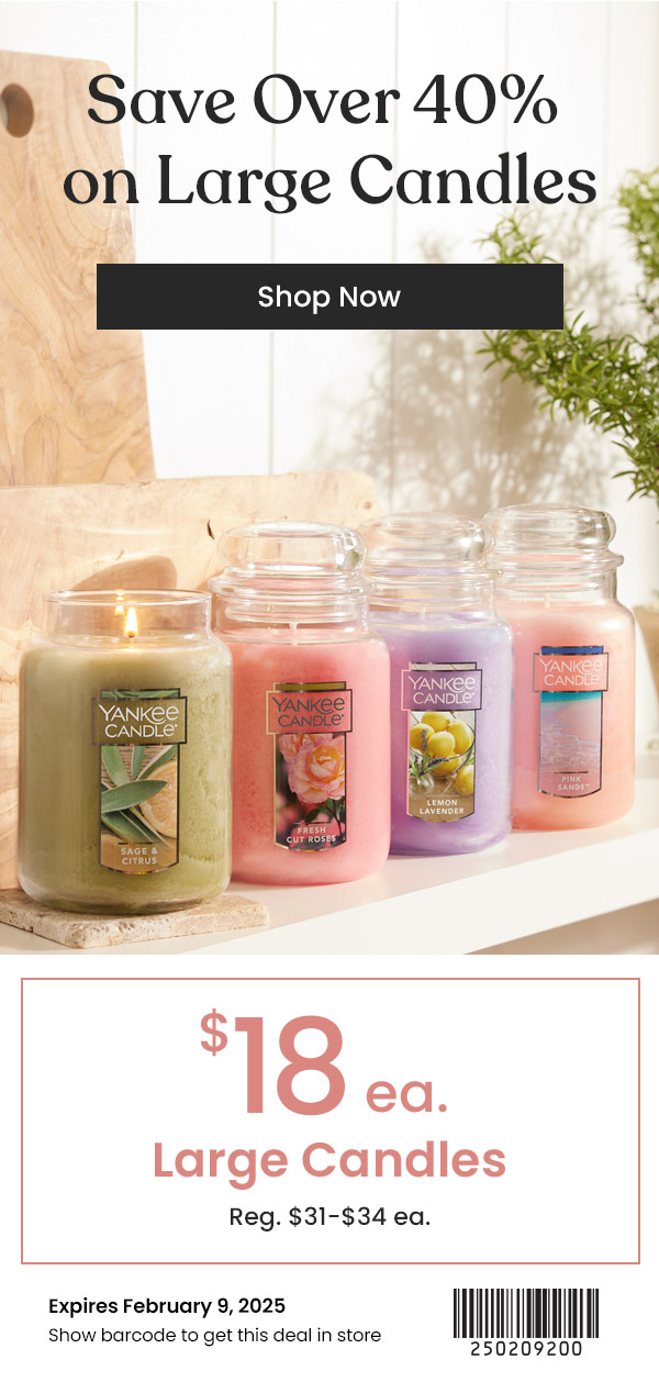 Save Over 40% on Large Candles