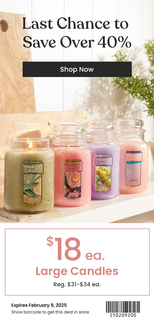 Save Over 40% on Large Candles