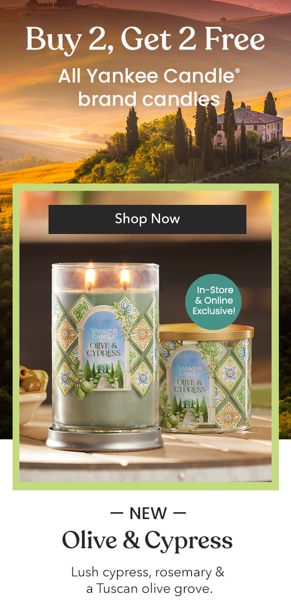Buy 2, Get 2 Free all Yankee Candle® brand candles