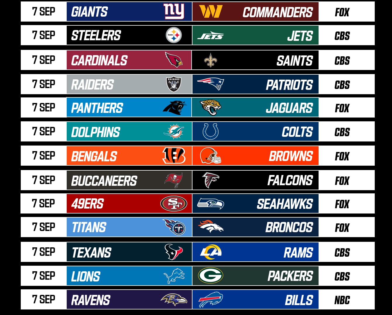 The Sunday Slate Full Schedule
