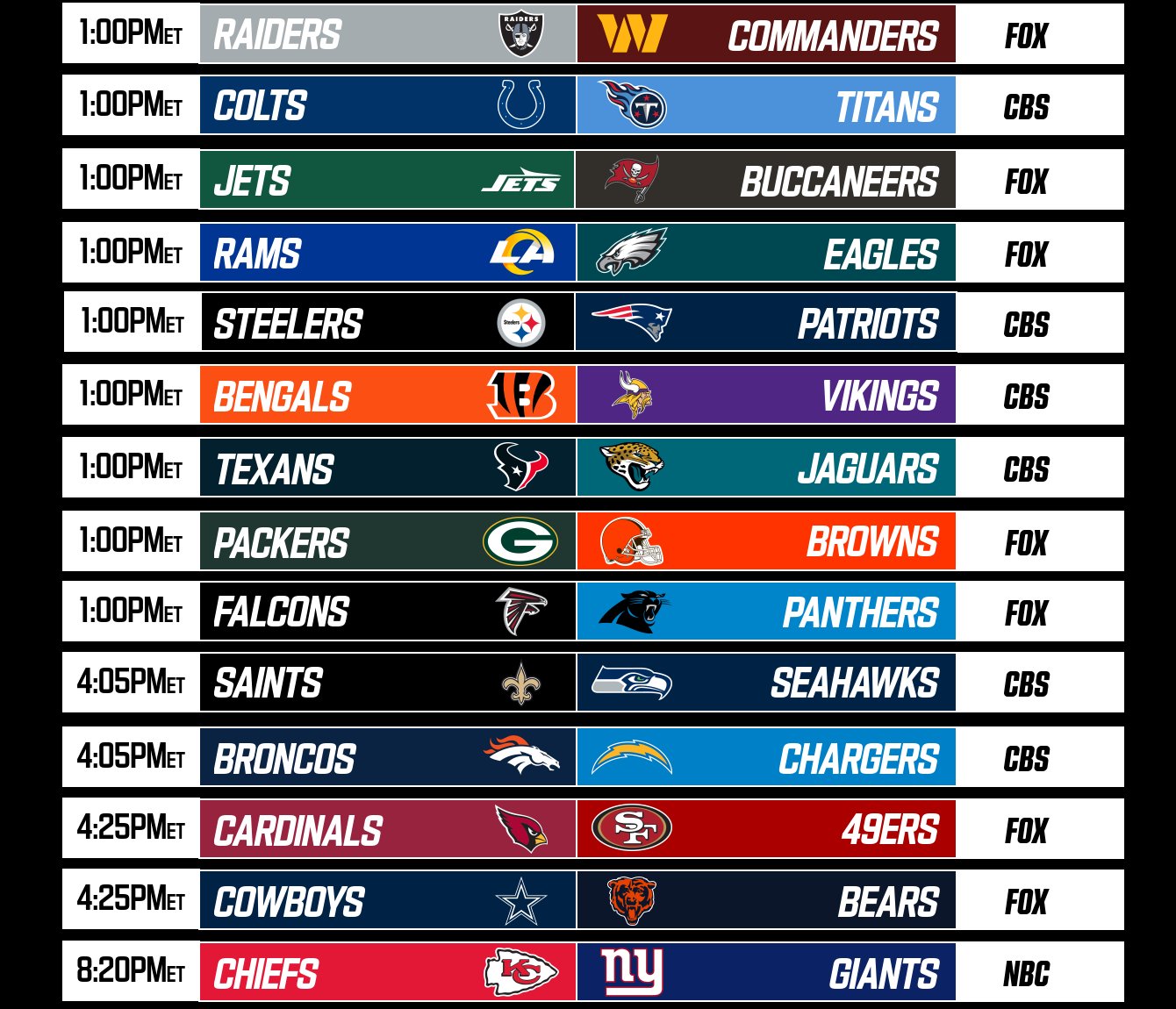The Sunday Slate Full Schedule