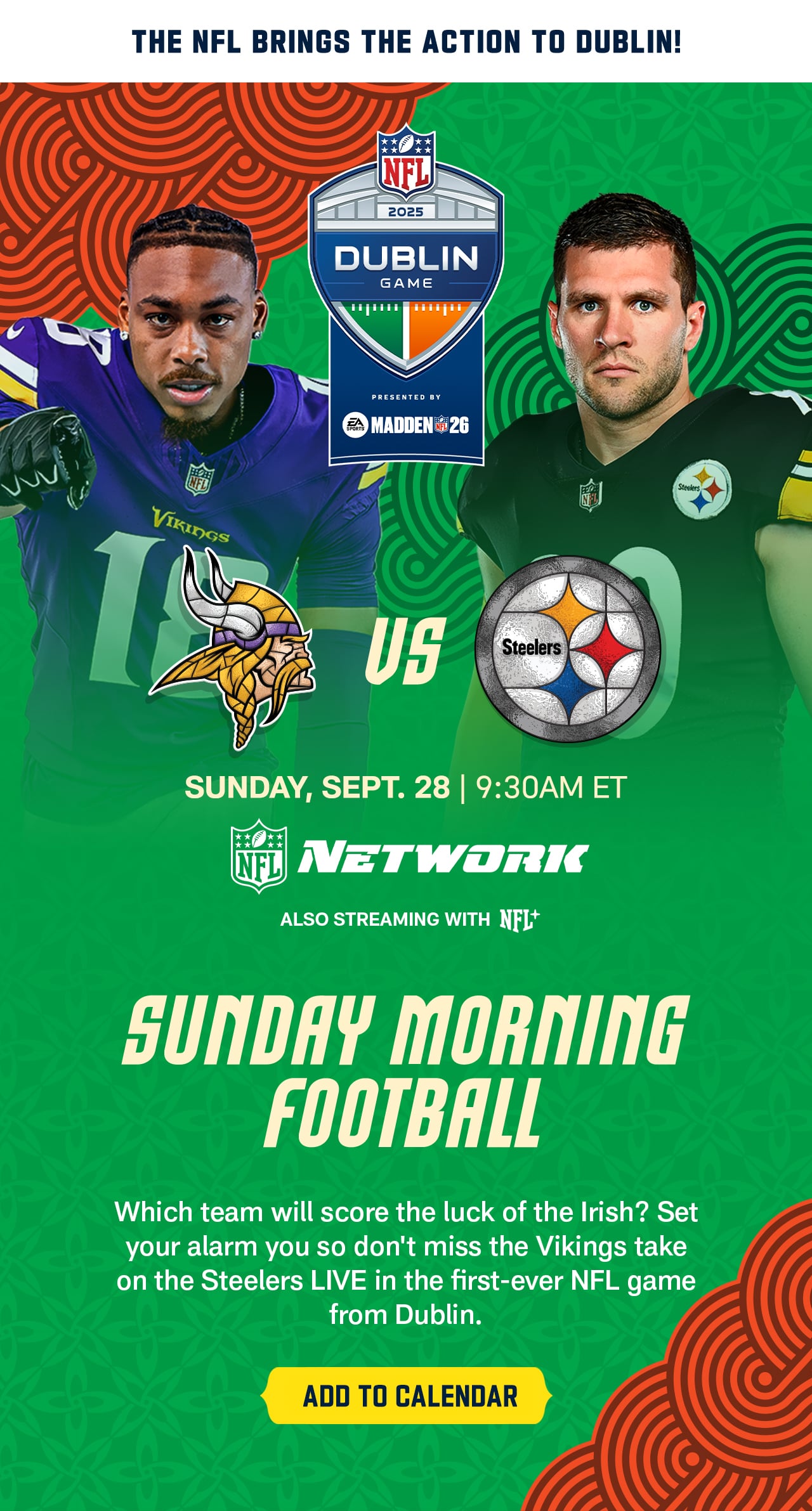 The NFL Brings The Action To Dublin - Add To Calendar
