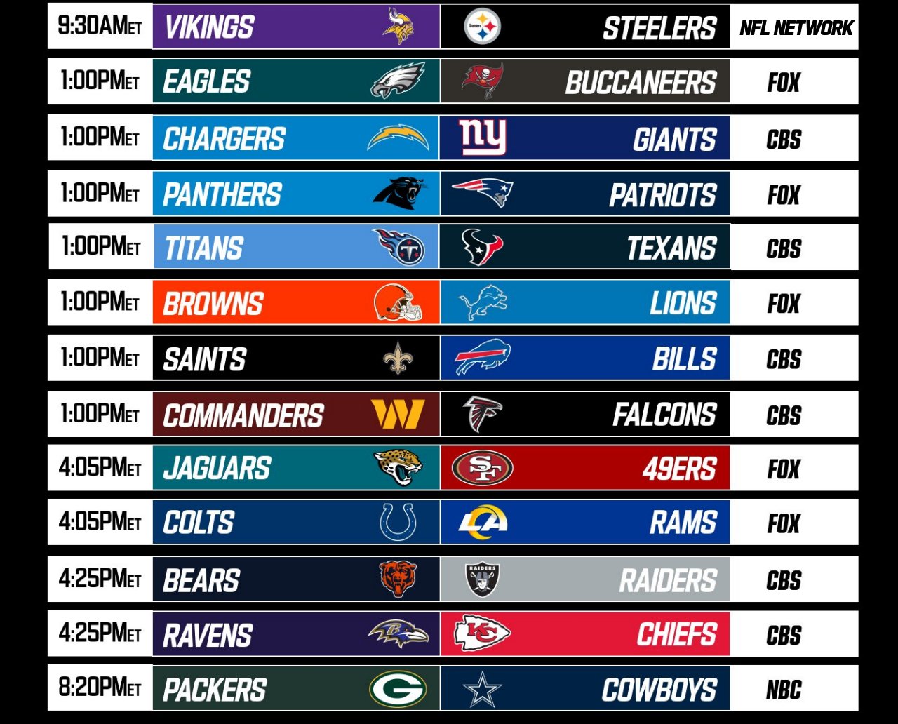The Sunday Slate Full Schedule