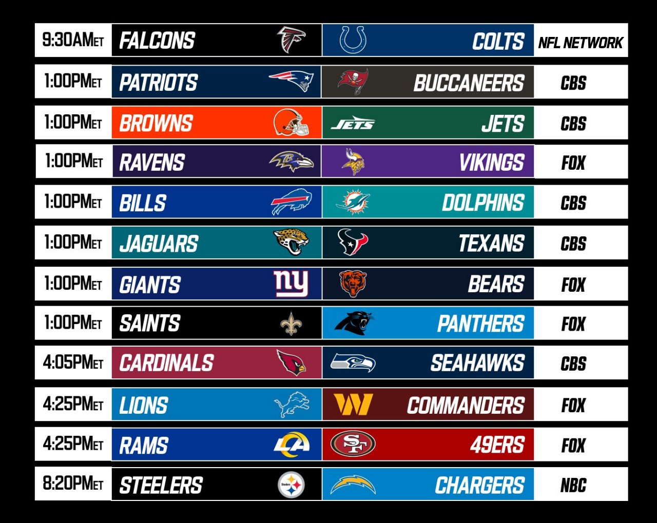 The Sunday Slate Full Schedule
