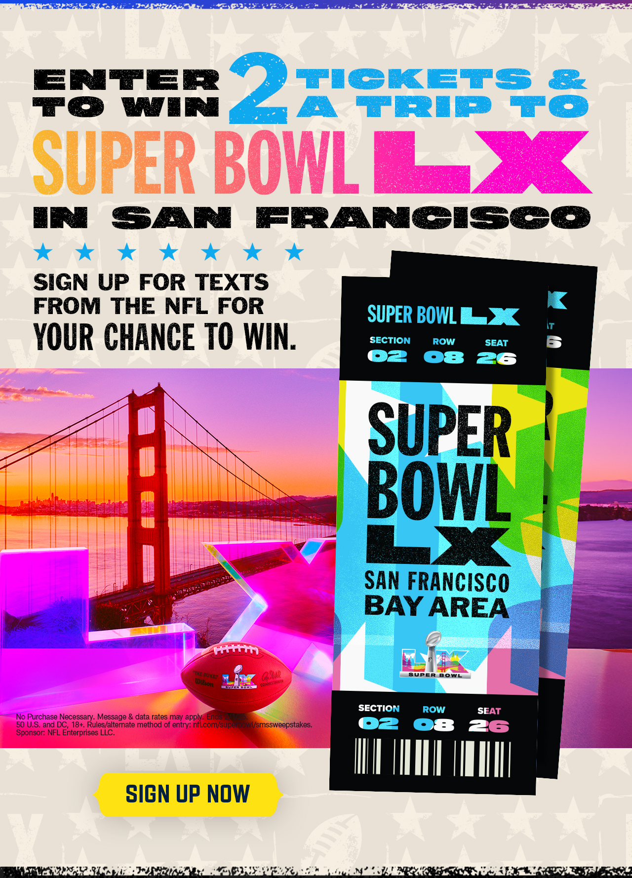 Sign Up For Texts From The NFL For Your Chance To Win.
