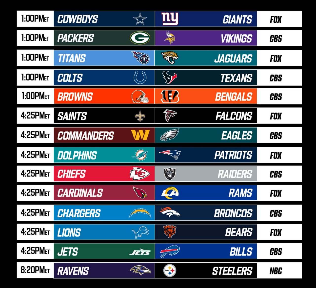 The Sunday Slate Full Schedule