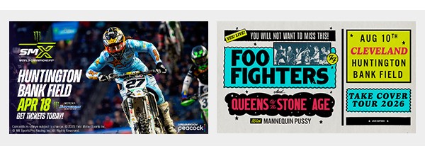 Monster Energy AMA Supercross on 4/18/26. Foo Fighters on 8/10/26. Get tickets today!
