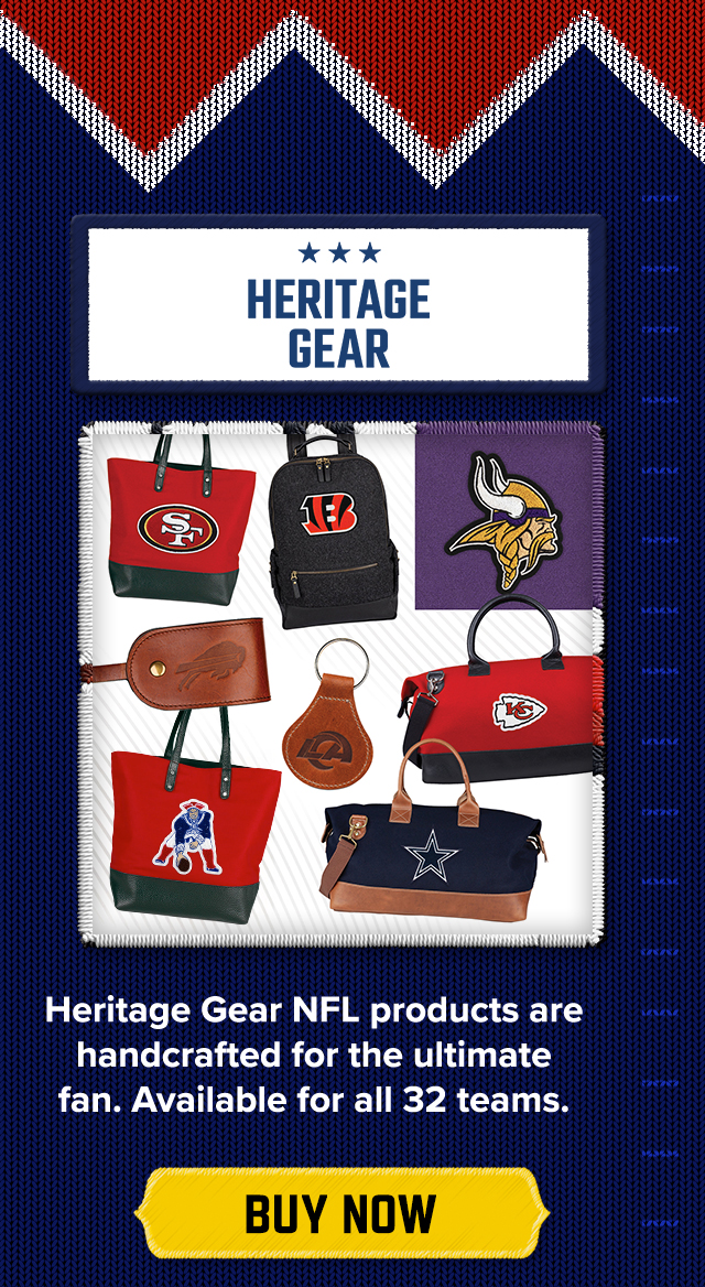 Heritage Gear NFL products are handcrafted for the ultimate fan. Avaiable for all 32 teams. Buy Now.>