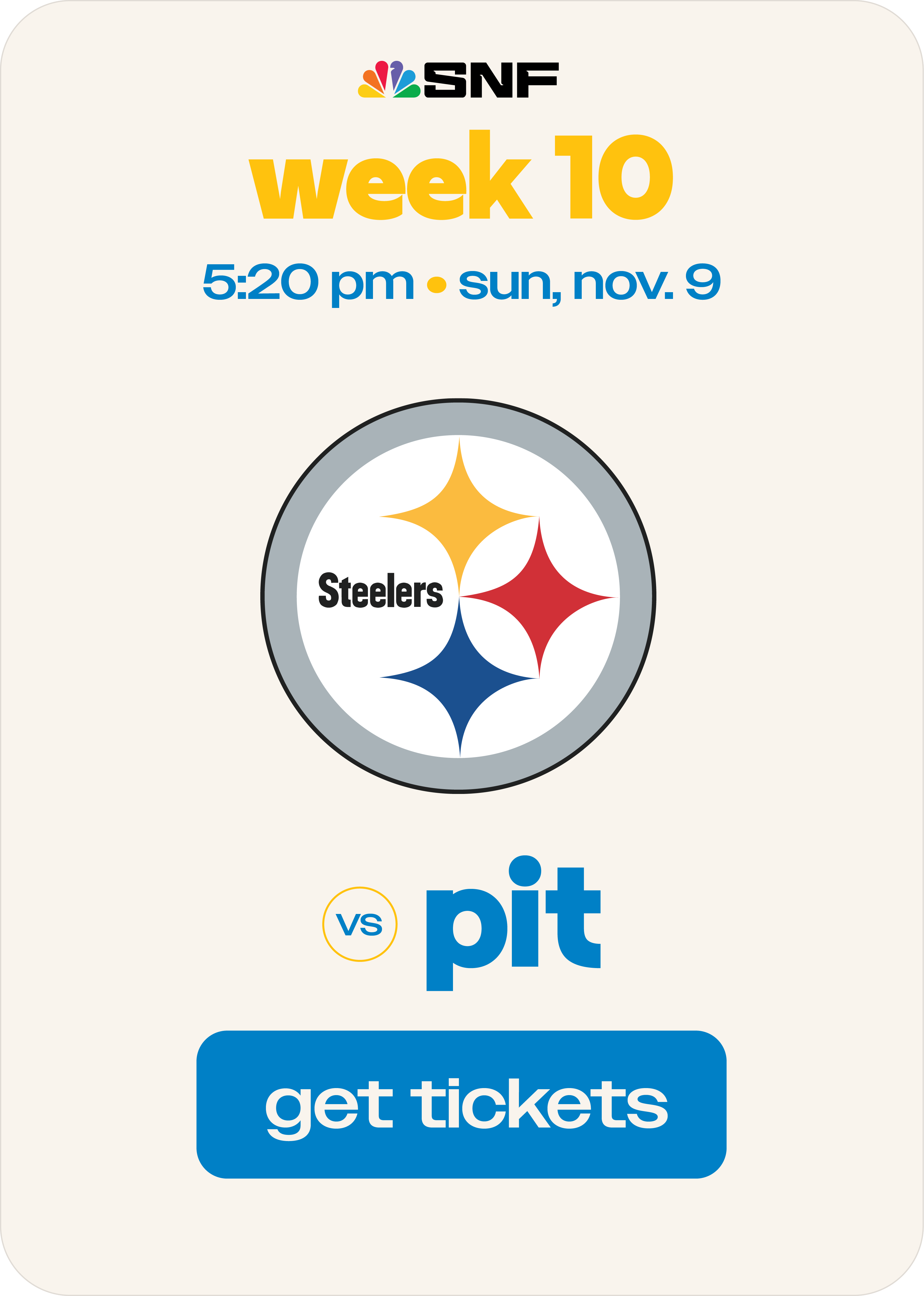Get Tickets: Chargers vs. Steelers - Week 10