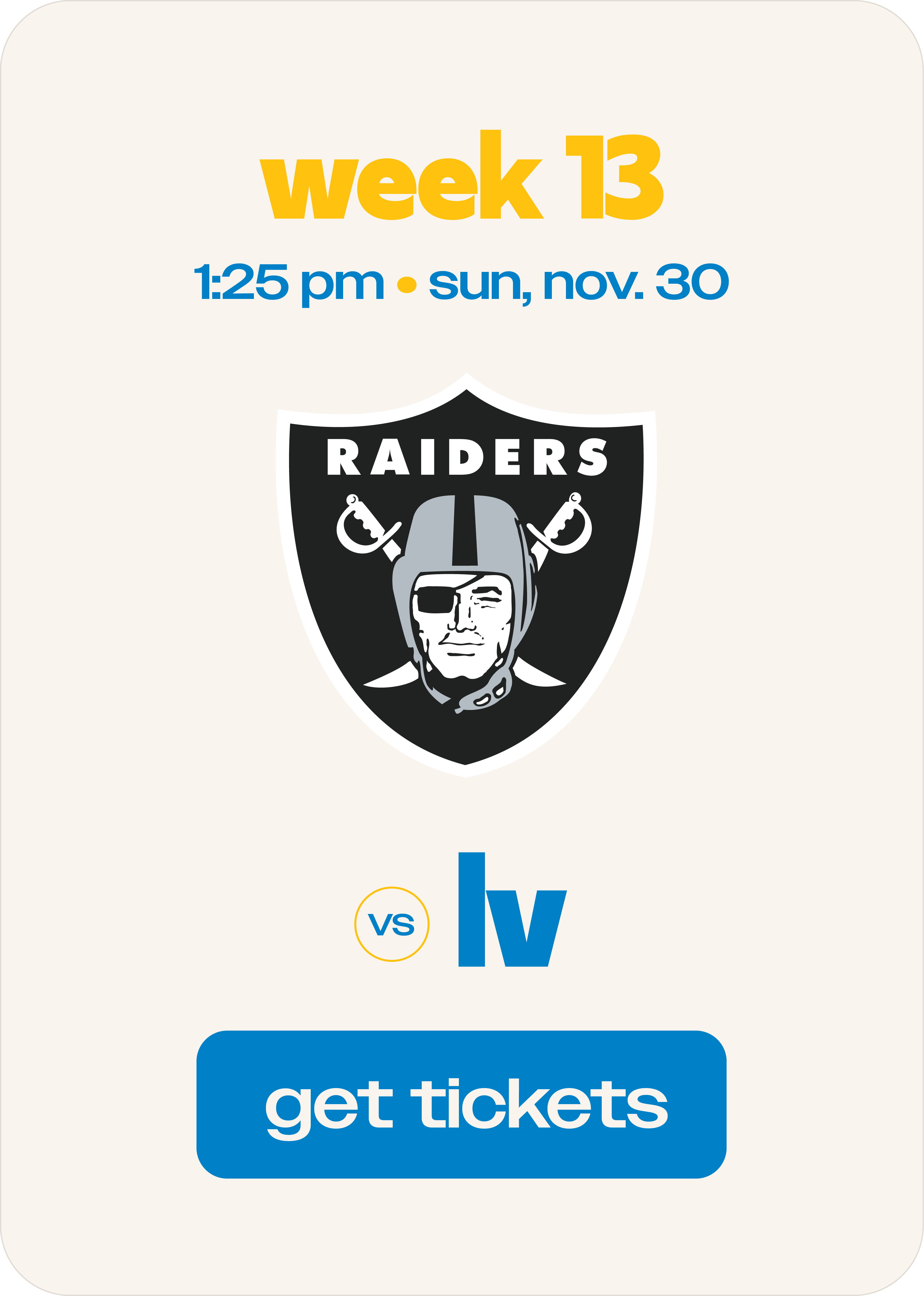 Get Tickets: Chargers vs. Raiders - Week 13