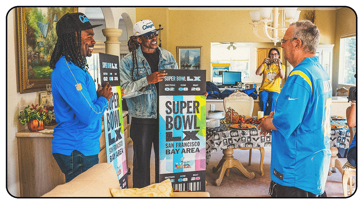 Chargers Surprised Lawrence Branton as the 2025 Fan of the Year.