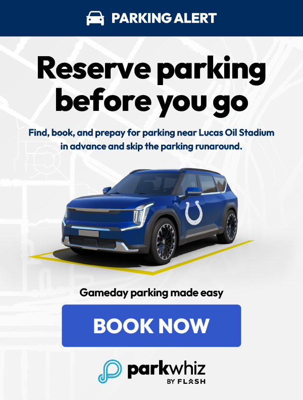 Find, book, and prepay for parking near Lucas Oil Stadium in advance to skip the parking runaround. Tap to book now/