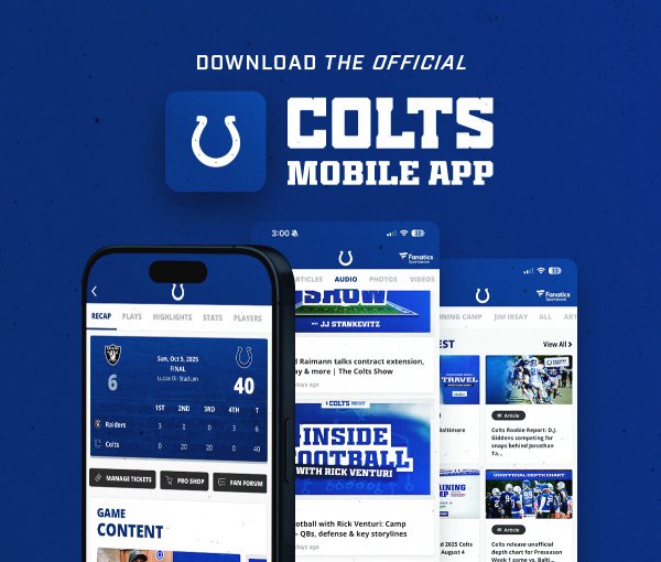 Display images to download the Official Colts Mobile App.