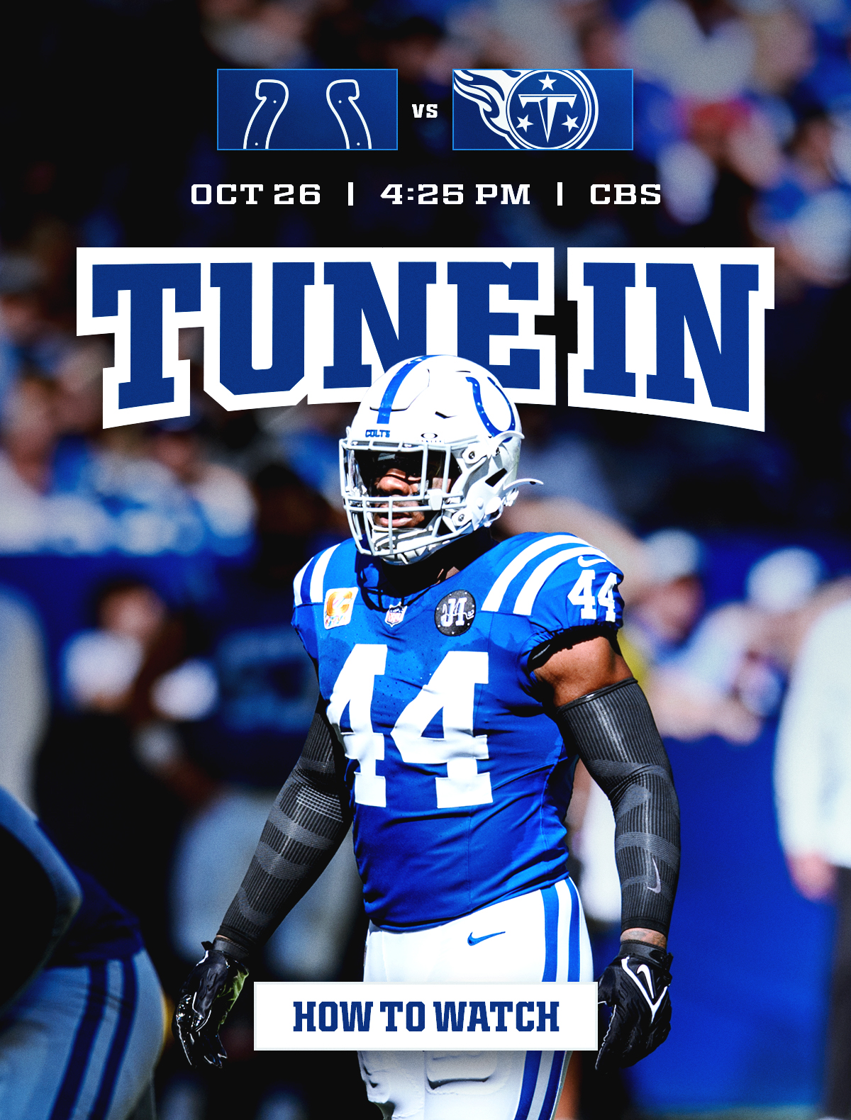 How to watch: Colts vs Titans on October 26. Tap to learn how to watch, listen, stream, and more.