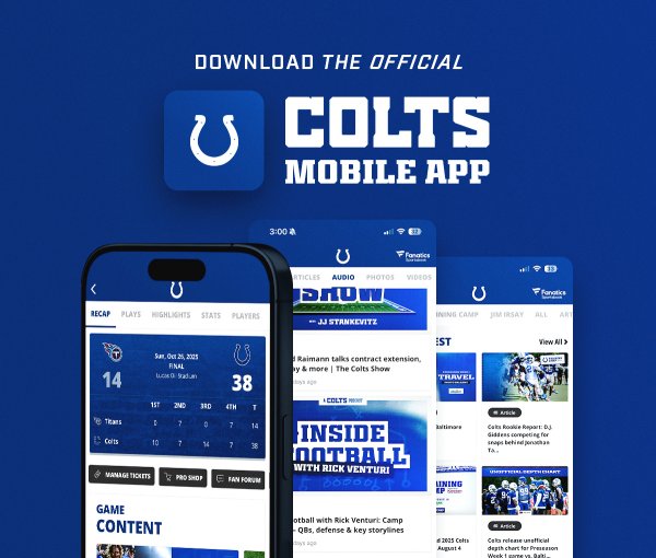 Display images to download the Official Colts Mobile App.