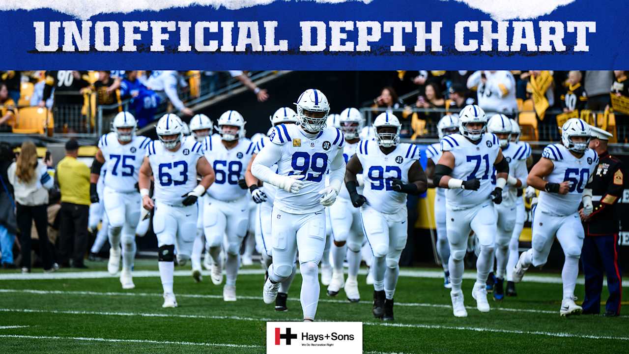 Colts release unofficial depth chart for Week 10 game vs. the Atlanta Falcons. Tap to view now.
