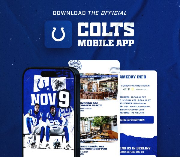 Display images to download the Official Colts Mobile App.