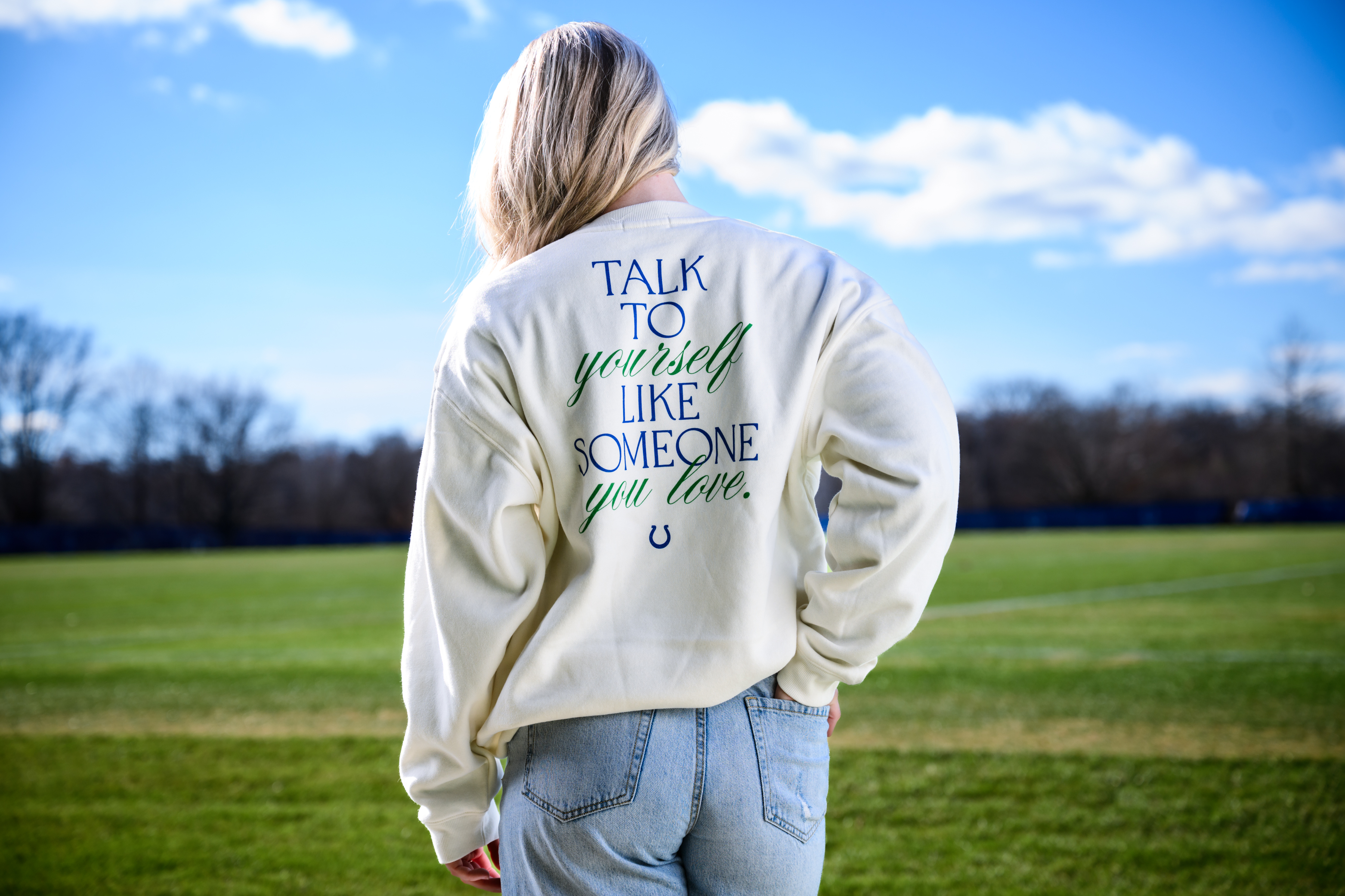 Tap to shop the "Talk to Yourself Like Someone You Love" crewneck.