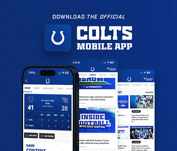 Display images to download the Official Colts Mobile App.