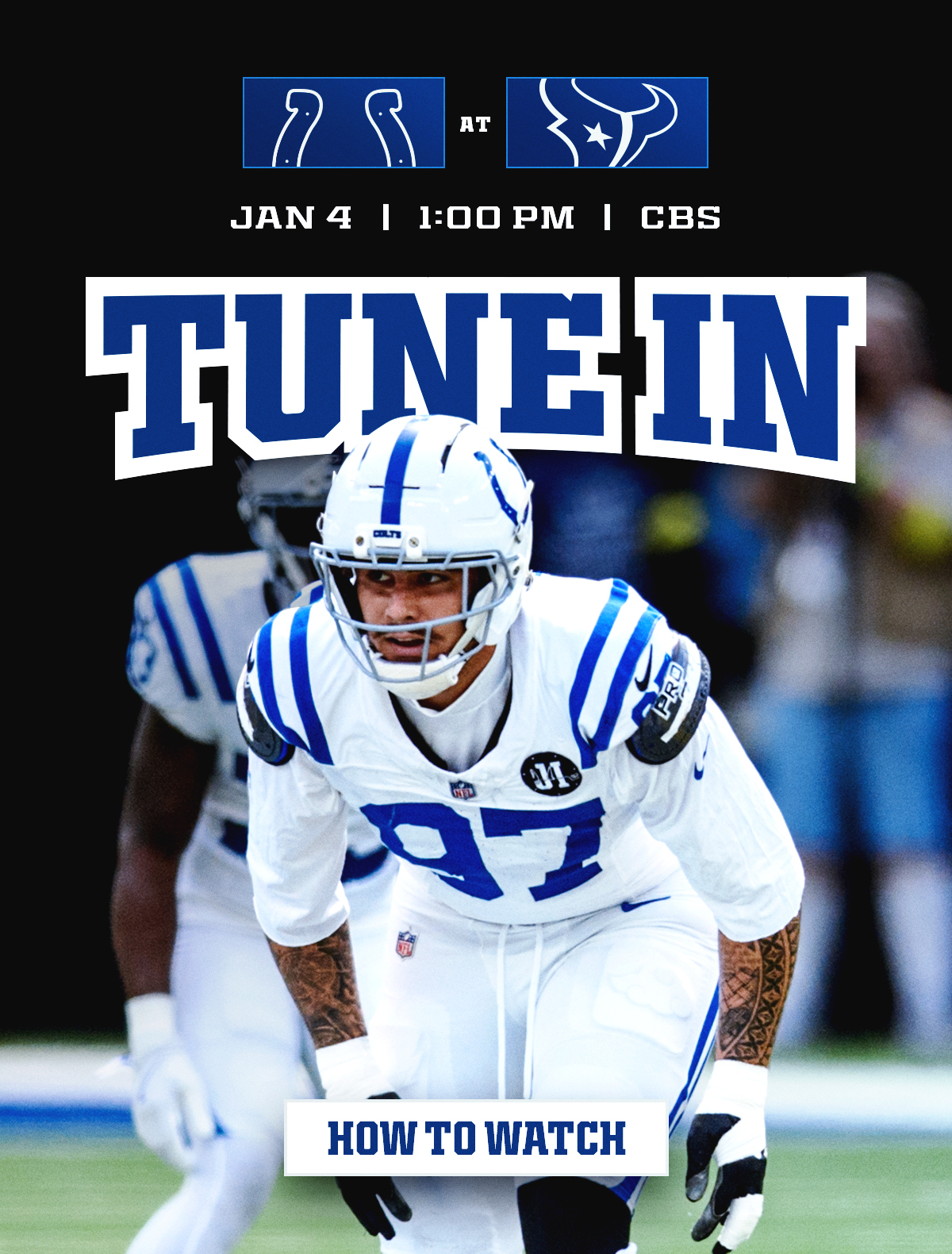 How to watch: Colts vs Texans on January 4. Tap to learn how to watch, listen, stream, and more.