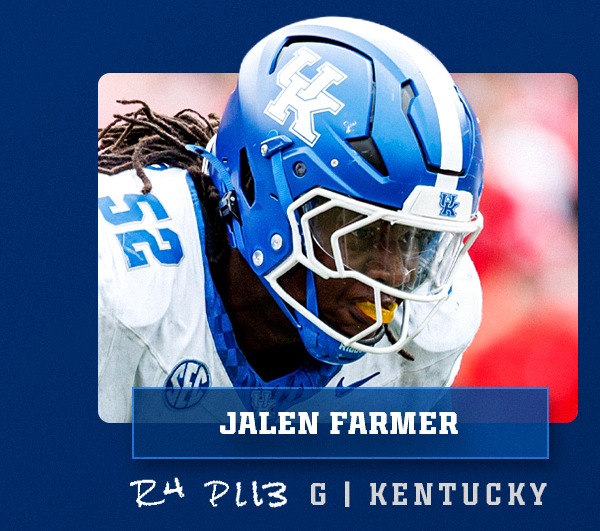 Round 4, Pick 113: Guard Jalen Farmer. Tap for details.