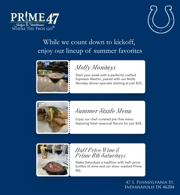 While we count down to kickoff, enjoy our lineup of summer favorites, including: Molly Mondays, the Summer Sizzle Menu, and Half Price Wine & Prime Rib Saturdays! Tap to make a reservation now. 