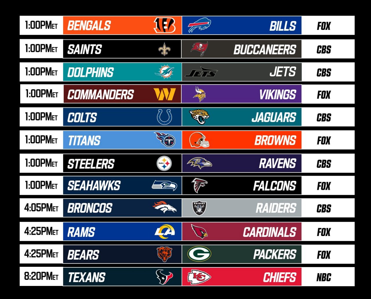 The Sunday Slate Full Schedule
