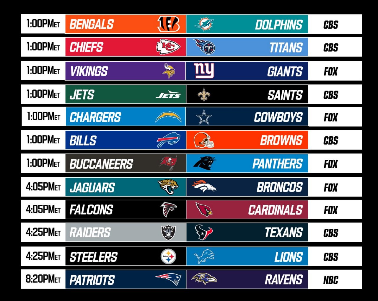 The Sunday Slate Full Schedule