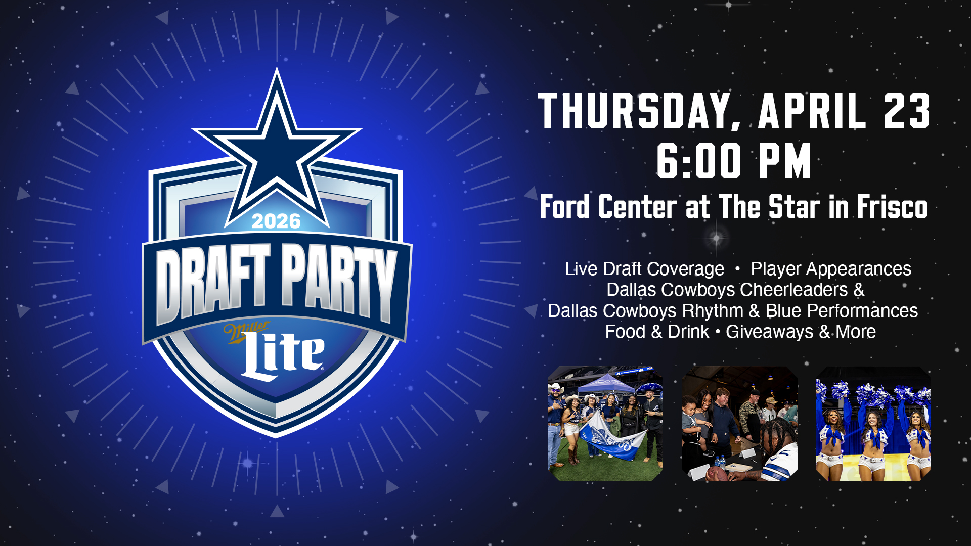 Cowboys Draft Party presented by Miller Lite on April 23