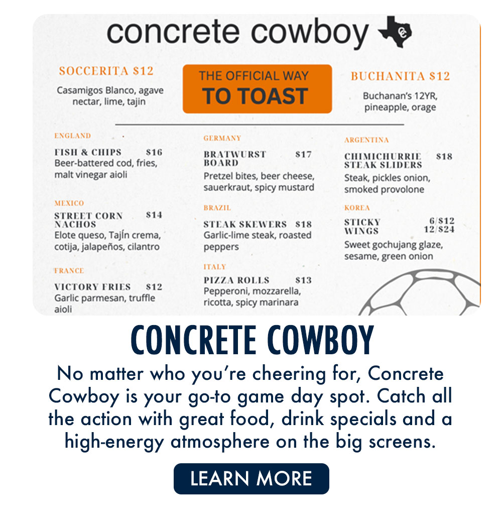 Concrete Cowboy | Enjoy game day specials