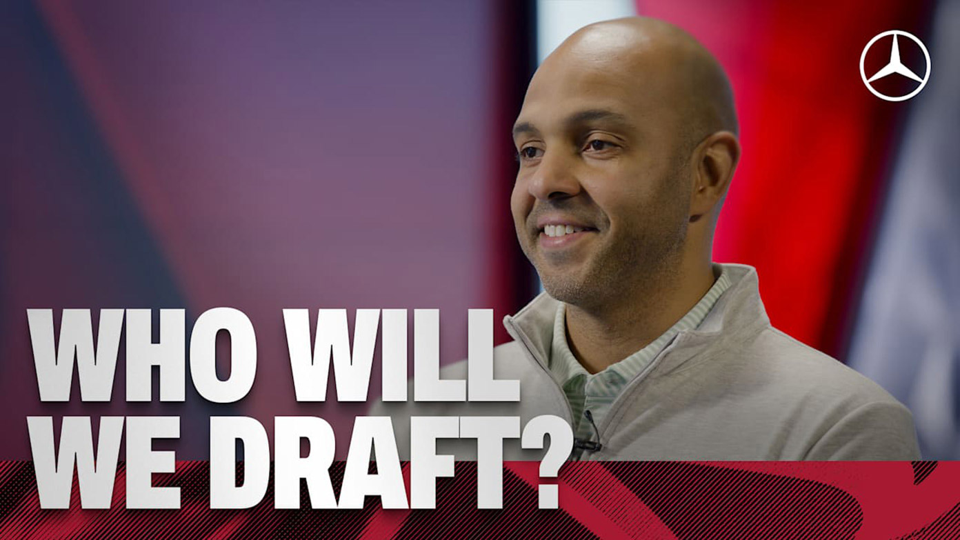 General Manager Ian Cunningham with text 'Who will we draft?' and Mercedes-Benz logo.