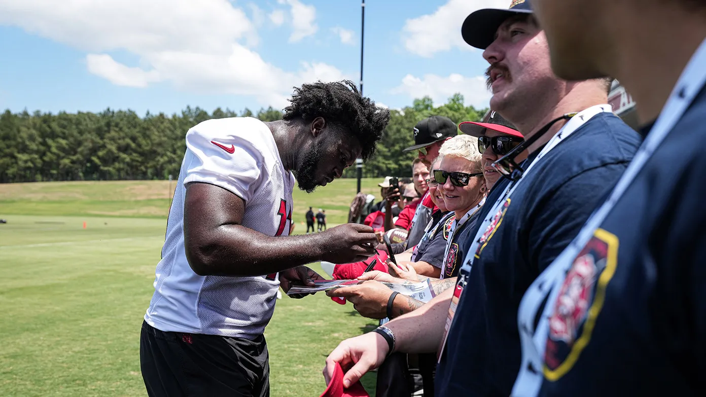 Hall County Fire and Sheriff departments meeting Falcons player