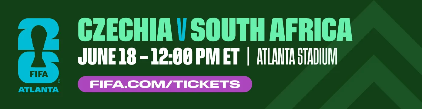 FIFA World Cup 2026™ Atlanta | Czechia v South Africa | June 18-12:00 PM ET | Atlanta Stadium | fifa.com/tickets