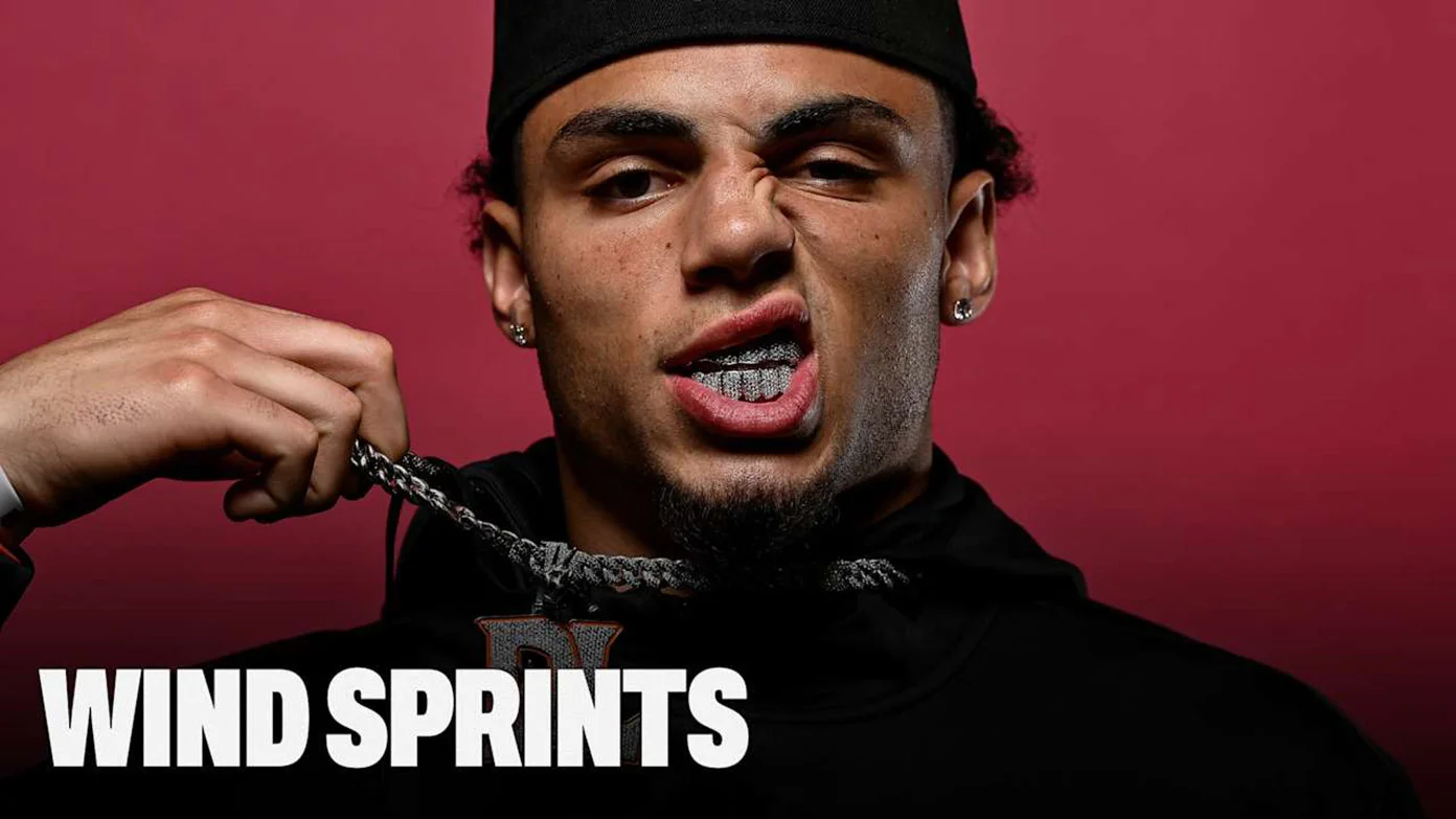 Drake London with text 'Wind Sprints'