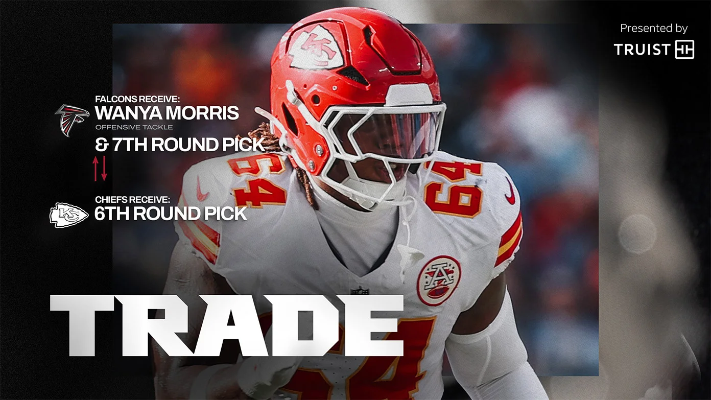 Trade: Falcons receive Wanya Morris and seventh-round pick, Chiefs receive sixth-round pick. Presented by Truist.