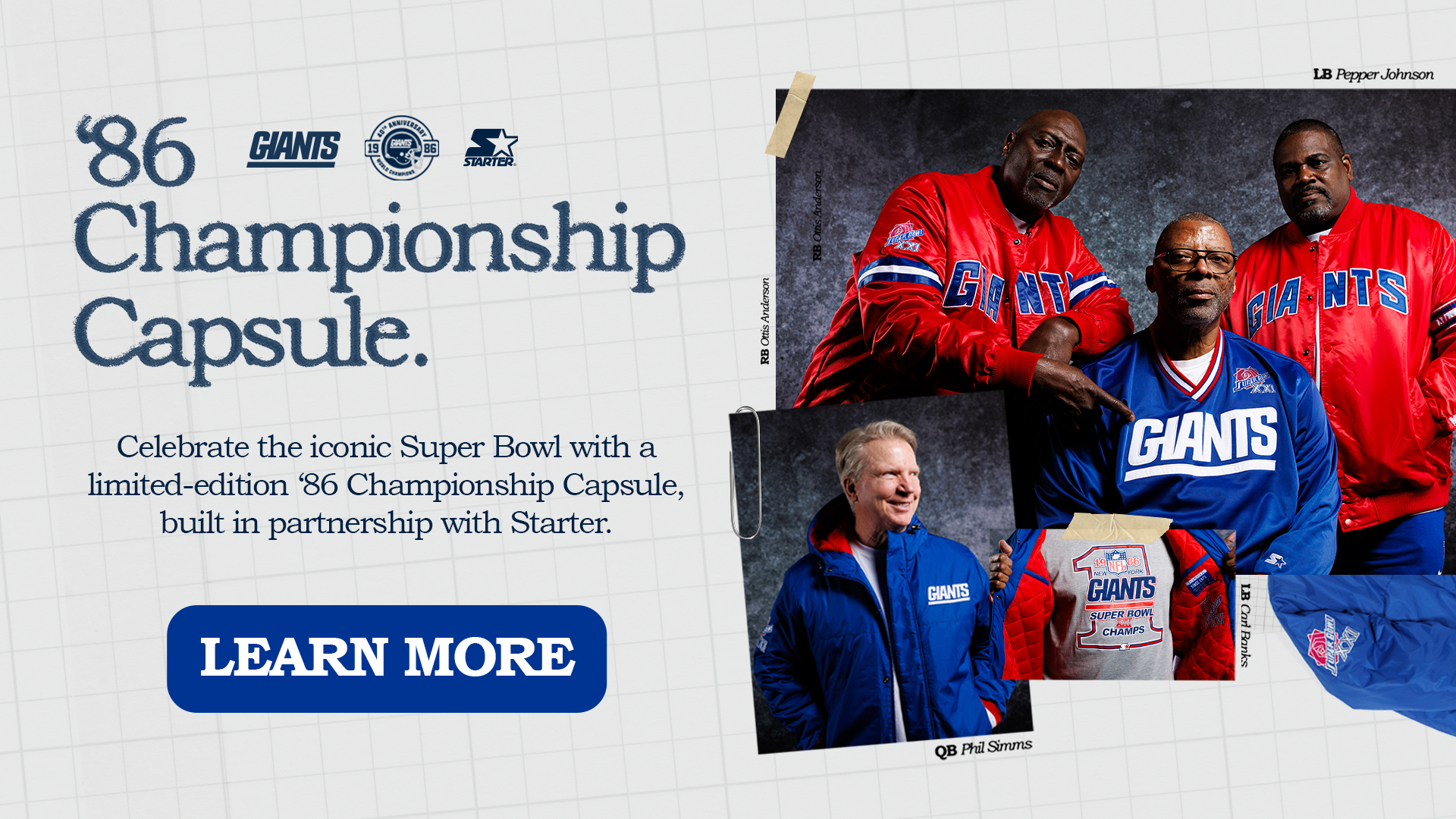 Celebrate the iconic Super Bowl with limited-edition '86 Championship Capsule. Click to learn more. 