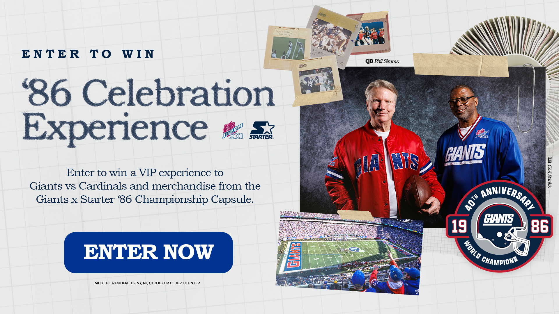 Enter to win a VIP experience to Giants vs. Cardinals and Merchandise from Giants x Starter '86 Championship Capsule