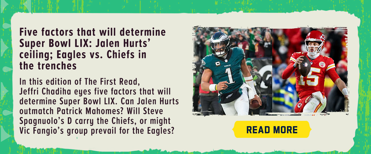 Five factors that will determine Super Bowl LIX: Jalen Hurts' ceiling; Eagles vs. Chiefs in the trenches - Read More